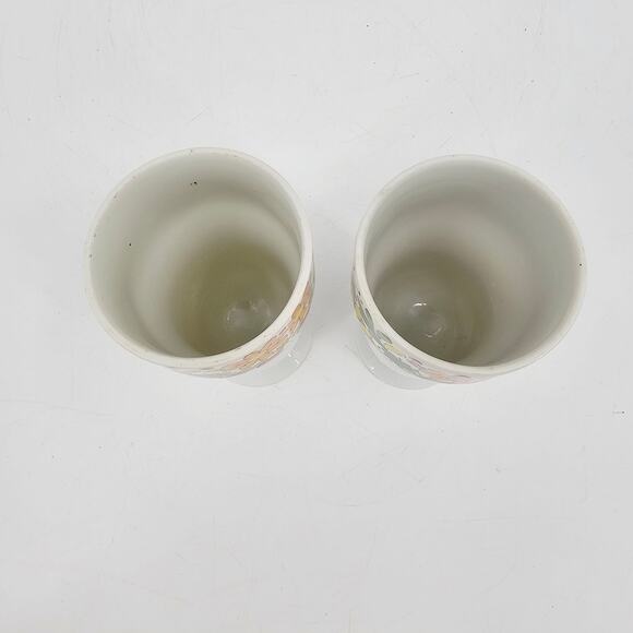 Vintage Mid Century 2 PC Floral Parfait Dessert Cups Made in Japan Hippie Boho - Picture 4 of 8